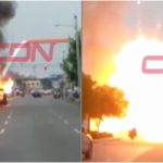 Un vehículo se incendió en la avenida Máximo Gómez entre las avenidas 27 de Febrero y John F. Kennedy.